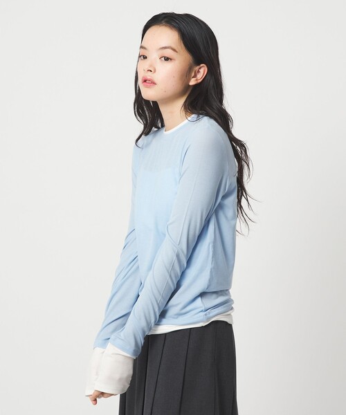 EMMEL REFINES（エメルリファインズ）の「＜EMMEL REFINES＞EM ベアフライス クルーネック プルオーバー（Tシャツ/カットソー・レディース・ライトブルー/ライトピンク/ライトグレー/ホワイト・FREE）」の8枚目の写真