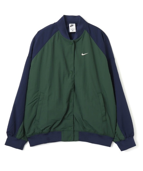 NIKE（ナイキ）の「NIKE AS W NSW HBR VARSITY JKT / ナイキ ウィメンズ NSW ハイブリッド ヴァーシティ ジャケット 【SP】（ナイロンジャケット・レディース・ブラック/グリーン・S/L/M）」の2枚目の写真