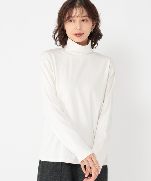 studio CLIP（スタディオクリップ）の「ベーシックタートルネック[プラスサイズあり]（Tシャツ/カットソー・レディース・その他1/ブラック/グレー/オフホワイト・MEDIUM/ﾌﾘｰ(L)/LARGE）」の2枚目の写真
