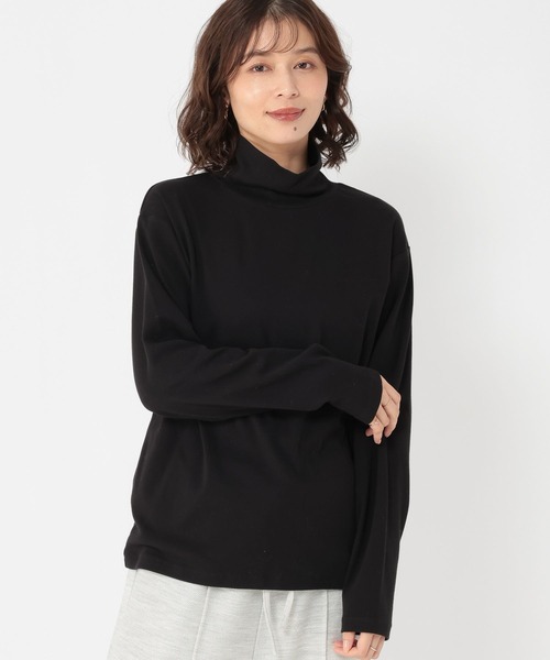 studio CLIP（スタディオクリップ）の「ベーシックタートルネック[プラスサイズあり]（Tシャツ/カットソー・レディース・その他1/ブラック/グレー/オフホワイト・MEDIUM/ﾌﾘｰ(L)/LARGE）」の3枚目の写真