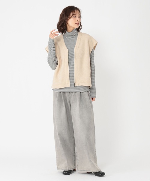 studio CLIP（スタディオクリップ）の「ベーシックタートルネック[プラスサイズあり]（Tシャツ/カットソー・レディース・その他1/ブラック/グレー/オフホワイト・MEDIUM/ﾌﾘｰ(L)/LARGE）」の7枚目の写真