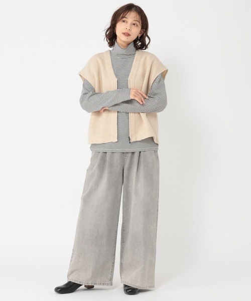 studio CLIP（スタディオクリップ）の「ベーシックタートルネック[プラスサイズあり]（Tシャツ/カットソー・レディース・その他1/ブラック/グレー/オフホワイト・MEDIUM/ﾌﾘｰ(L)/LARGE）」の8枚目の写真