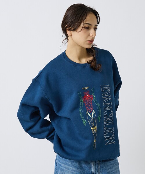 FRUIT OF THE LOOM(フルーツオブザルーム)の「【EVANGELION x FRUIT OF THE LOOM】刺繍 クルーネックスウェット×EVA刺繍スウェット(スウェット・メンズ・ネイビー/ライトグレー/ブラック・S/M/XL/L)」の1枚目の写真