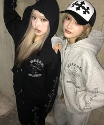 mahagrid 『mahagrid/マハグリッド』 Cross Studs Zip-Up Hoodie/クロススタッズジップアップパーカー