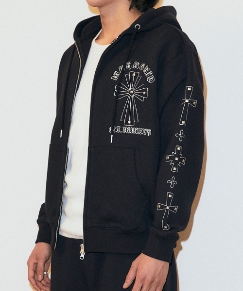 mahagrid 『mahagrid/マハグリッド』 Cross Studs Zip-Up Hoodie
