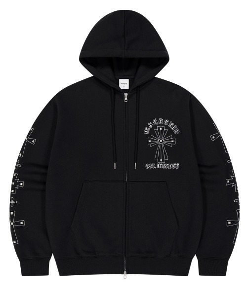 mahagrid 『mahagrid/マハグリッド』 Cross Studs Zip-Up Hoodie 