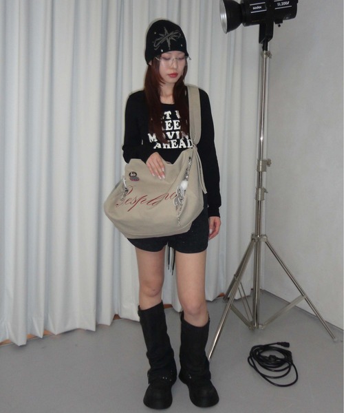 sedacle girl(セダクルガール)の「アイレットアソートBIGBAG(ショルダーバッグ・レディース・ブラック/カーキ/ベージュ/ブラウン/グレー/ネイビー/ドット/レッド・FREE)」の20枚目の写真