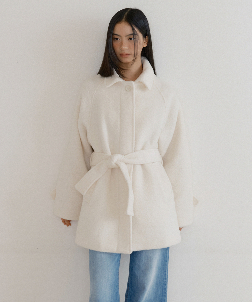 Alpaca Wool Half Coat (ivory)