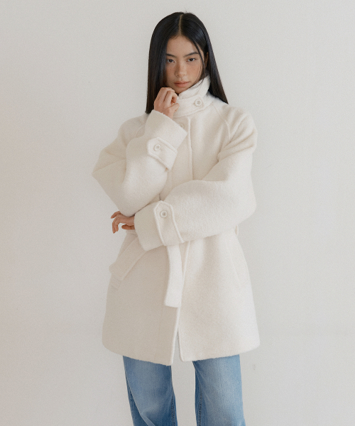 Alpaca Wool Half Coat (ivory)