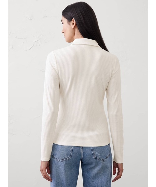 BANANA REPUBLIC FACTORY STORE(バナナリパブリック ファクトリーストア)の「BANANA REPUBLIC FACTORY STORE ブラッシュド リブ ボタントップ(Tシャツ/カットソー・レディース・ブラウン/ホワイト/ブラック・XS/S/M/L)」の4枚目の写真