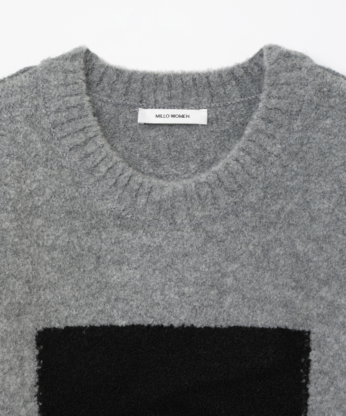 MILLO WOMEN（ミロウーマン）の「ブークルスクエアプルオーバーニット[グレー]（ニット/セーター・レディース・その他・ONE SIZE）」の3枚目の写真