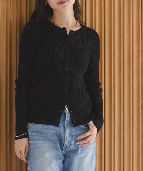 Noble（ノーブル）の「《追加》CO/SILK リブカーディガン（カーディガン/ボレロ・レディース・ブラック/ホワイト系その他・FREE）」の7枚目の写真