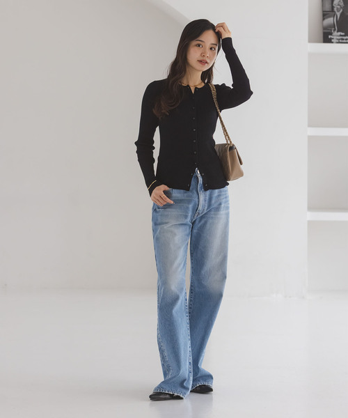 Noble（ノーブル）の「《追加》CO/SILK リブカーディガン（カーディガン/ボレロ・レディース・ブラック/ホワイト系その他・FREE）」の10枚目の写真