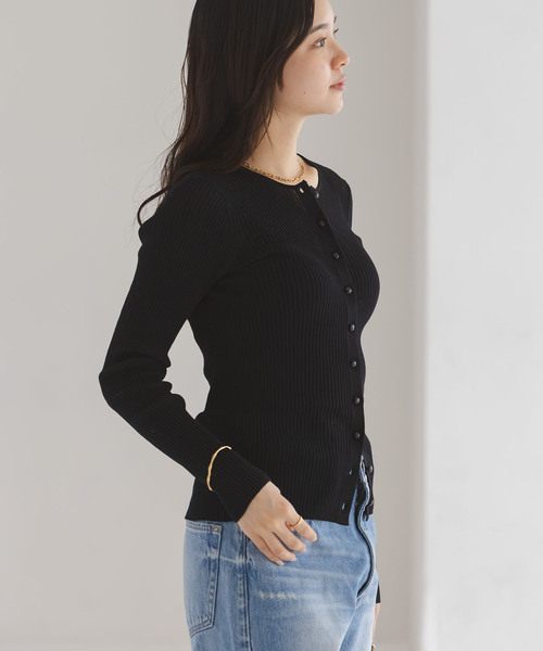 Noble（ノーブル）の「《追加》CO/SILK リブカーディガン（カーディガン/ボレロ・レディース・ブラック/ホワイト系その他・FREE）」の13枚目の写真