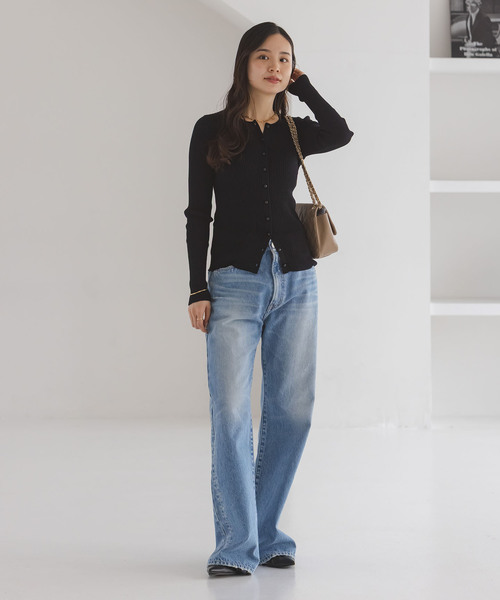 Noble（ノーブル）の「《追加》CO/SILK リブカーディガン（カーディガン/ボレロ・レディース・ブラック/ホワイト系その他・FREE）」の15枚目の写真