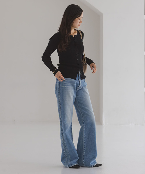 Noble（ノーブル）の「《追加》CO/SILK リブカーディガン（カーディガン/ボレロ・レディース・ブラック/ホワイト系その他・FREE）」の16枚目の写真