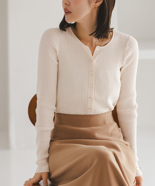 Noble（ノーブル）の「《追加》CO/SILK リブカーディガン（カーディガン/ボレロ・レディース・ブラック/ホワイト系その他・FREE）」の19枚目の写真