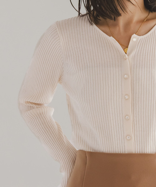 Noble（ノーブル）の「《追加》CO/SILK リブカーディガン（カーディガン/ボレロ・レディース・ブラック/ホワイト系その他・FREE）」の20枚目の写真