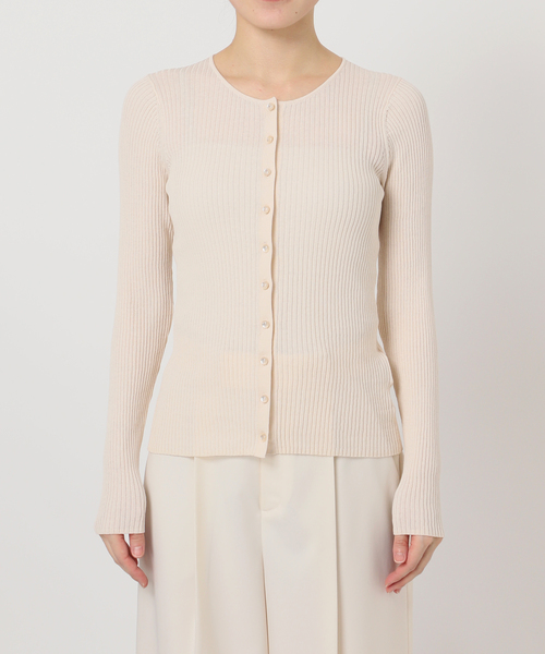 Noble（ノーブル）の「《追加》CO/SILK リブカーディガン（カーディガン/ボレロ・レディース・ブラック/ホワイト系その他・FREE）」の3枚目の写真