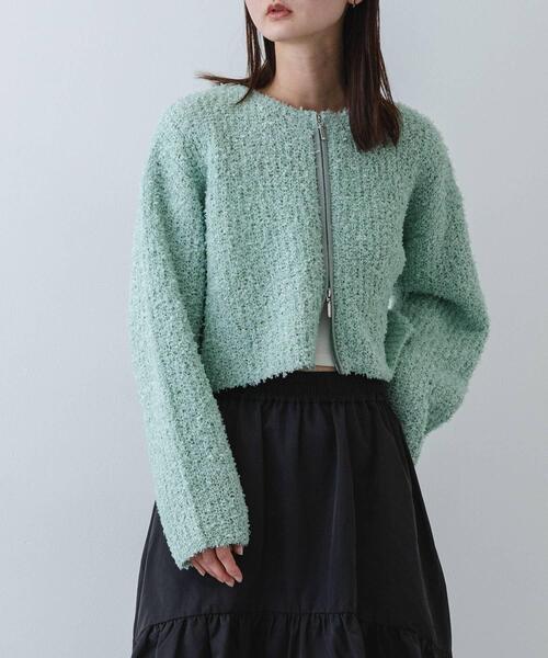 SENSE OF PLACE by URBAN RESEARCH（センスオブプレイスバイアーバンリサーチ）の「『洗濯可』コードテープヤーンカーディガン（カーディガン/ボレロ・レディース・ブラック/ミント/アイボリー・ONE）」の3枚目の写真