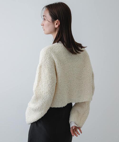 SENSE OF PLACE by URBAN RESEARCH（センスオブプレイスバイアーバンリサーチ）の「『洗濯可』コードテープヤーンカーディガン（カーディガン/ボレロ・レディース・ブラック/ミント/アイボリー・ONE）」の5枚目の写真