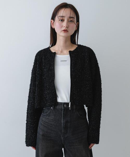 SENSE OF PLACE by URBAN RESEARCH（センスオブプレイスバイアーバンリサーチ）の「『洗濯可』コードテープヤーンカーディガン（カーディガン/ボレロ・レディース・ブラック/ミント/アイボリー・ONE）」の10枚目の写真