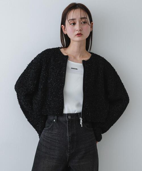 SENSE OF PLACE by URBAN RESEARCH（センスオブプレイスバイアーバンリサーチ）の「『洗濯可』コードテープヤーンカーディガン（カーディガン/ボレロ・レディース・ブラック/ミント/アイボリー・ONE）」の11枚目の写真