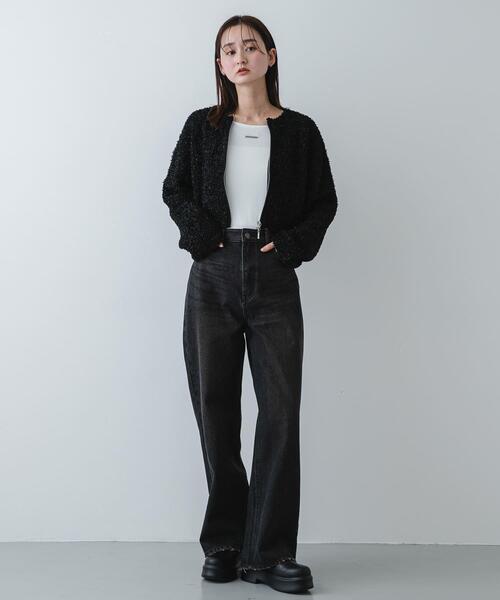 SENSE OF PLACE by URBAN RESEARCH（センスオブプレイスバイアーバンリサーチ）の「『洗濯可』コードテープヤーンカーディガン（カーディガン/ボレロ・レディース・ブラック/ミント/アイボリー・ONE）」の13枚目の写真