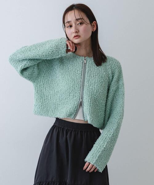 SENSE OF PLACE by URBAN RESEARCH（センスオブプレイスバイアーバンリサーチ）の「『洗濯可』コードテープヤーンカーディガン（カーディガン/ボレロ・レディース・ブラック/ミント/アイボリー・ONE）」の17枚目の写真