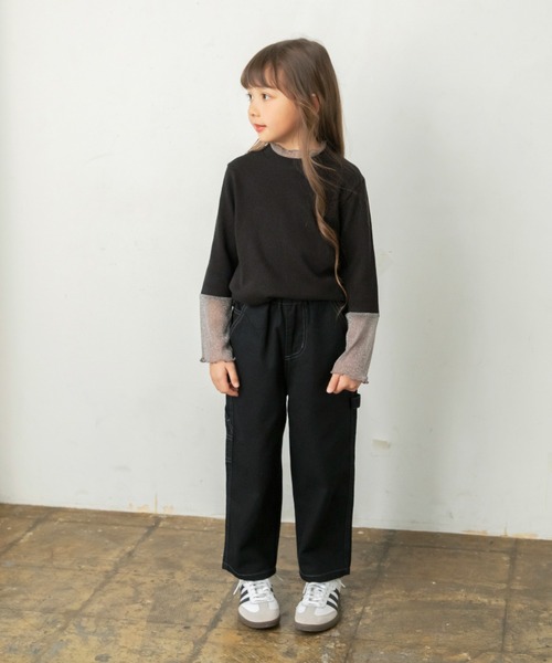 BRANSHES(ブランシェス)の「ラメチュール切替長袖Tシャツ(Tシャツ/カットソー・キッズ・アイボリー/ブラック・150/140/120/100/110/90/130)」の10枚目の写真