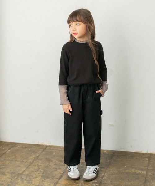 BRANSHES(ブランシェス)の「ラメチュール切替長袖Tシャツ(Tシャツ/カットソー・キッズ・アイボリー/ブラック・150/140/120/100/110/90/130)」の9枚目の写真
