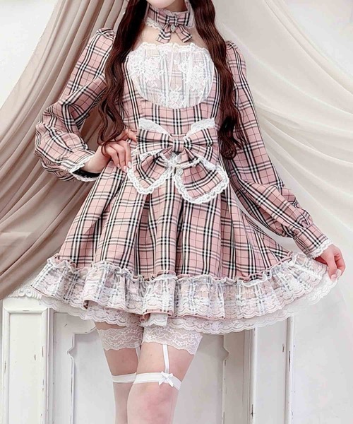 チョーカー付きチェックワンピース（ワンピース）｜MA*RS（アメーバー