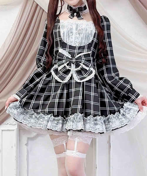 チョーカー付きチェックワンピース（ワンピース）｜MA*RS（アメーバー