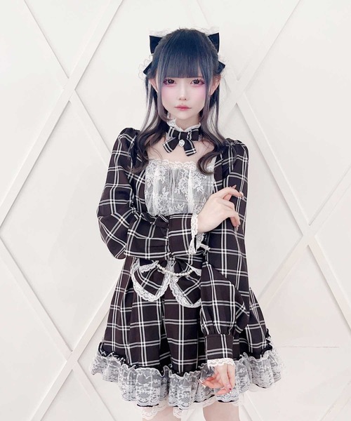 チョーカー付きチェックワンピース（ワンピース）｜MA*RS（アメーバー
