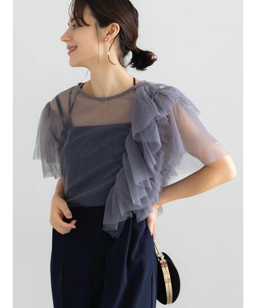 Te chichi（テチチ）の「【セレモニーアイテム】チュールフリルレイヤードボレロ（シャツ/ブラウス・レディース・オフホワイト/グレー・F）」の2枚目の写真