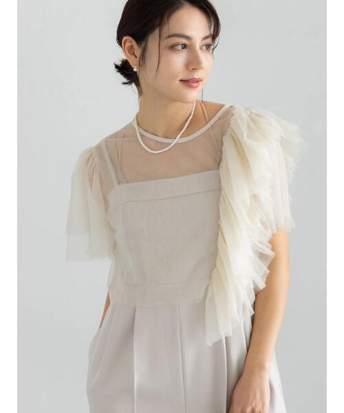 Te chichi（テチチ）の「【セレモニーアイテム】チュールフリルレイヤードボレロ（シャツ/ブラウス・レディース・オフホワイト/グレー・F）」の7枚目の写真