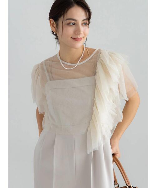 Te chichi（テチチ）の「【セレモニーアイテム】チュールフリルレイヤードボレロ（シャツ/ブラウス・レディース・オフホワイト/グレー・F）」の9枚目の写真