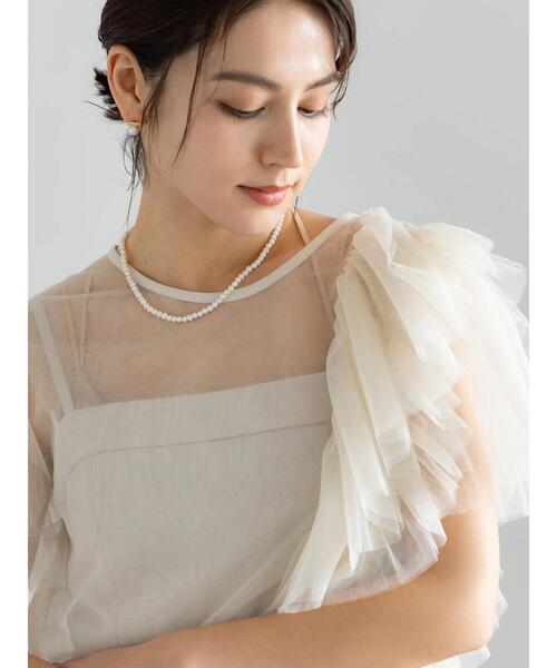 Te chichi（テチチ）の「【セレモニーアイテム】チュールフリルレイヤードボレロ（シャツ/ブラウス・レディース・オフホワイト/グレー・F）」の14枚目の写真