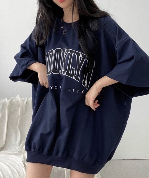 yuue' ( wear )(ユーイ)の「オーバーサイズカレッジロゴプリント半袖Tシャツ/ユニセックス(Tシャツ/カットソー・レディース・ネイビー/グレー/ブラック/ライトグレー・FREE)」の20枚目の写真