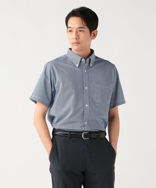 BEAMS HEART(ビームスハート)の「【7/9値下げ】ハニカムプリント ボタンダウンシャツ 26SS (抗菌防臭加工・吸水速乾・クールビズ)(シャツ/ブラウス・メンズ・ホワイト系その他2/ホワイト/ネイビー・LARGE/SMALL/MEDIUM/X-LARGE)」の3枚目の写真