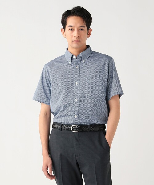 BEAMS HEART(ビームスハート)の「【7/9値下げ】ハニカムプリント ボタンダウンシャツ 26SS (抗菌防臭加工・吸水速乾・クールビズ)(シャツ/ブラウス・メンズ・ホワイト系その他2/ホワイト/ネイビー・LARGE/SMALL/MEDIUM/X-LARGE)」の4枚目の写真