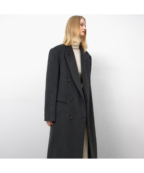 ATELIER NAIN（アトリエナイン）の「CASHMERE OVERFIT HANDMADE DOUBLE COAT(CT-1457)（チェスターコート・レディース・チャコール/ダークブラウン・FREE）」の2枚目の写真