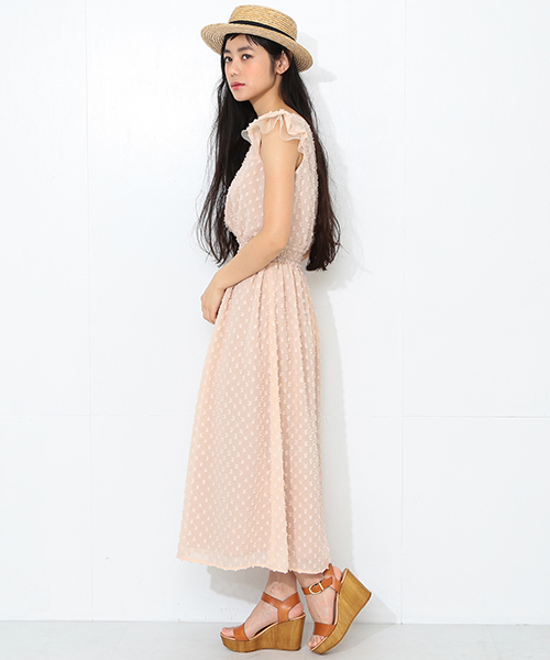 CAROLINA GLASER(カロリナ グレイサー)の「【MEG着用】CAROLINA GLASER / ドット フレンチスリーブ ワンピース(ワンピース・レディース・ブラック/ピンク・ONE SIZE)」の6枚目の写真