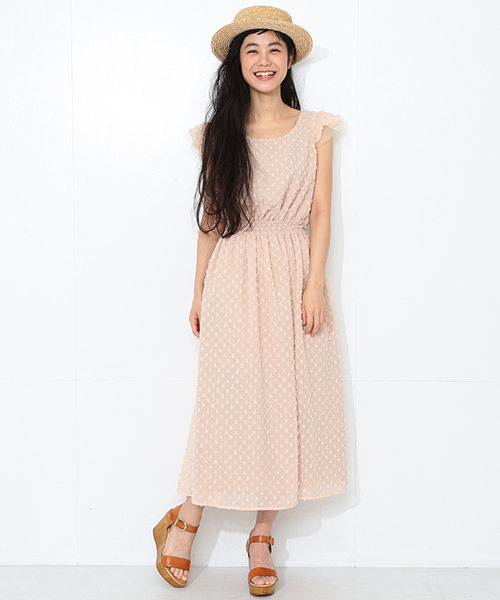 CAROLINA GLASER(カロリナ グレイサー)の「【MEG着用】CAROLINA GLASER / ドット フレンチスリーブ ワンピース(ワンピース・レディース・ブラック/ピンク・ONE SIZE)」の4枚目の写真