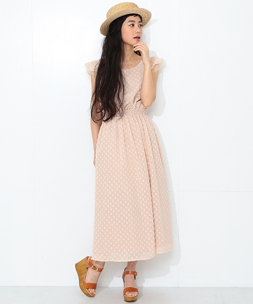 CAROLINA GLASER(カロリナ グレイサー)の「【MEG着用】CAROLINA GLASER / ドット フレンチスリーブ ワンピース(ワンピース・レディース・ブラック/ピンク・ONE SIZE)」の5枚目の写真