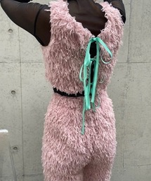 ENCLOSURE（エンクロージャー）の「【ENCLOSURE】2way eco feather ribbon vest（ベスト）」