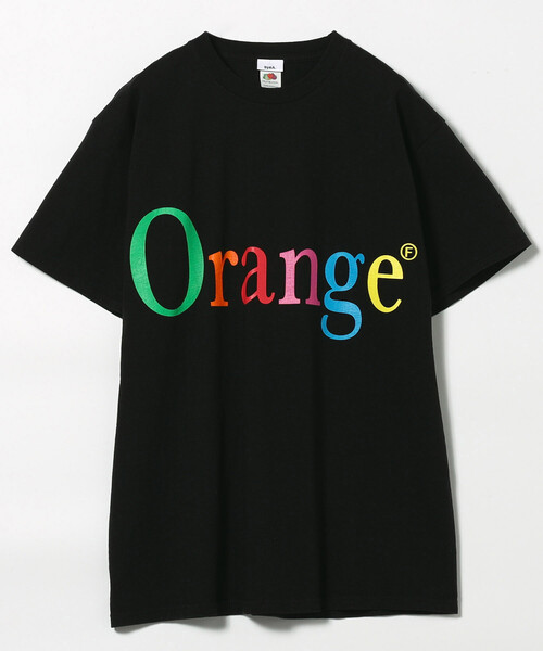 FREAK'S STORE(フリークスストア)の「byeA./バイエー NOT APPLE T-shirt Orange/オレンジ ロゴTシャツ(Tシャツ/カットソー・レディース・ブラック/ホワイト・MEDIUM)」の2枚目の写真
