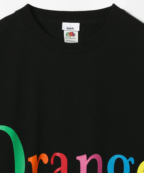FREAK'S STORE(フリークスストア)の「byeA./バイエー NOT APPLE T-shirt Orange/オレンジ ロゴTシャツ(Tシャツ/カットソー・レディース・ブラック/ホワイト・MEDIUM)」の4枚目の写真