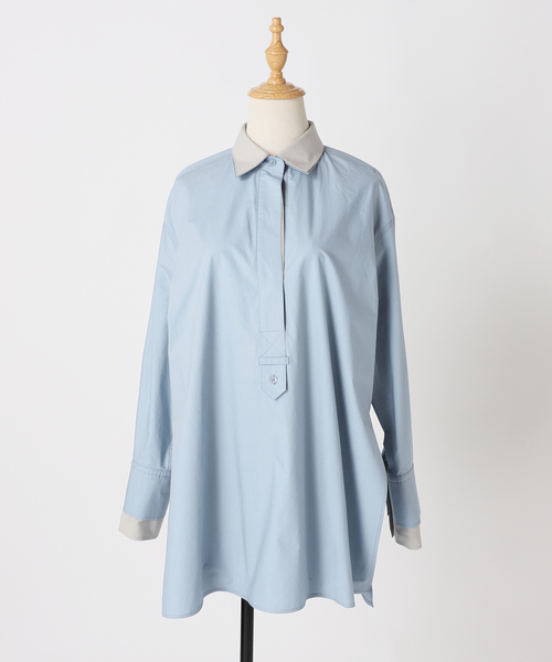 JOURNAL STANDARD（ジャーナルスタンダード）の「別注【Ayumi.Hamamoto×JOURNALSTANDARD】A/HレイヤードカラーSH（シャツ/ブラウス・レディース・ホワイト/ブルー・FREE）」の9枚目の写真