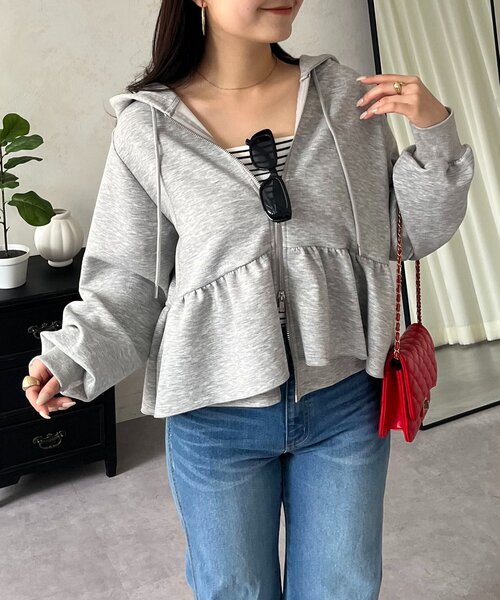 prose verse(プロズヴェール)の「ペプラムダブルジップパーカー(パーカー・レディース・ブラック/グレー・MEDIUM/LARGE)」の2枚目の写真